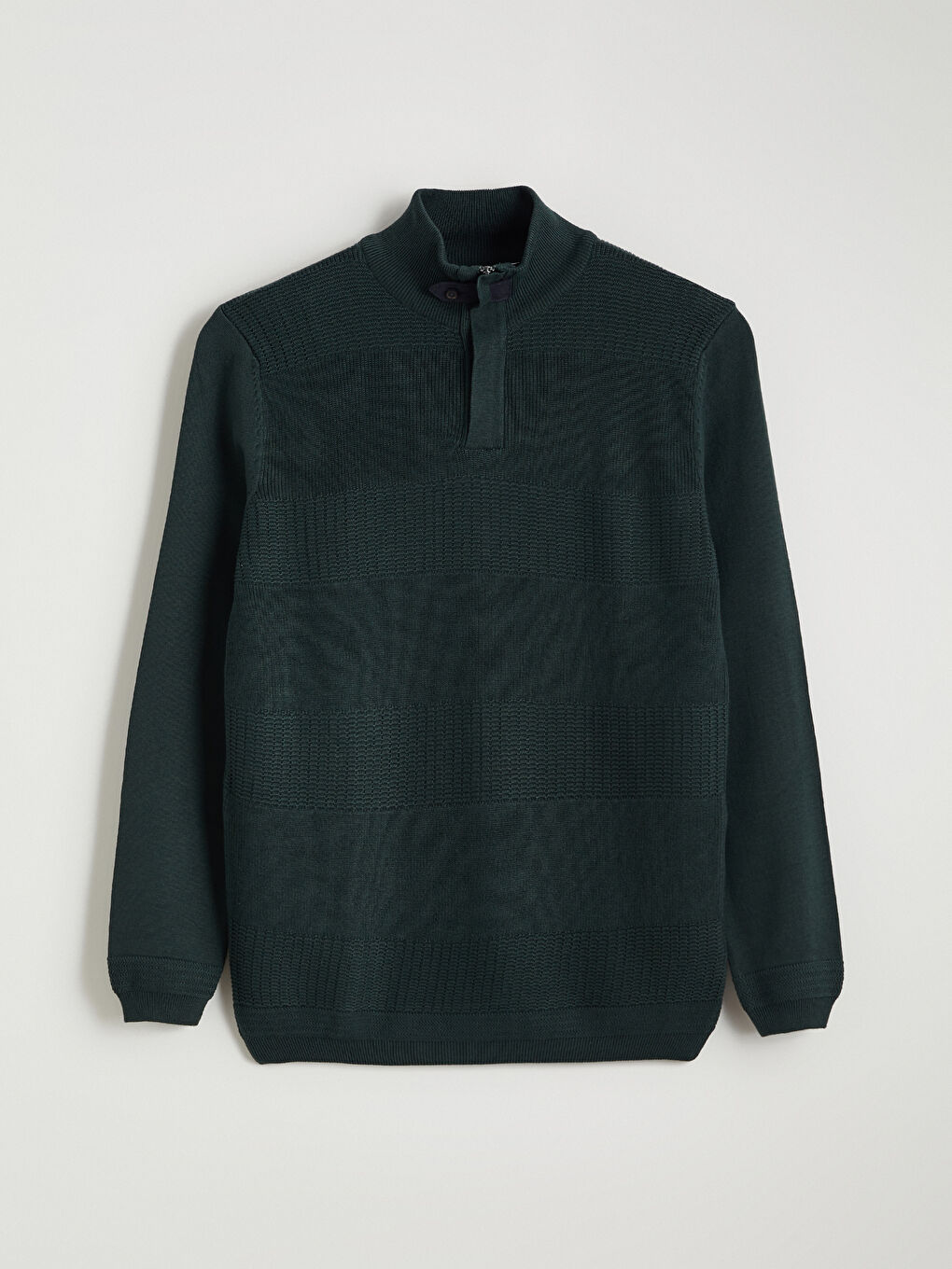 Yeşil Dik Yaka Erkek Triko Kazak-4