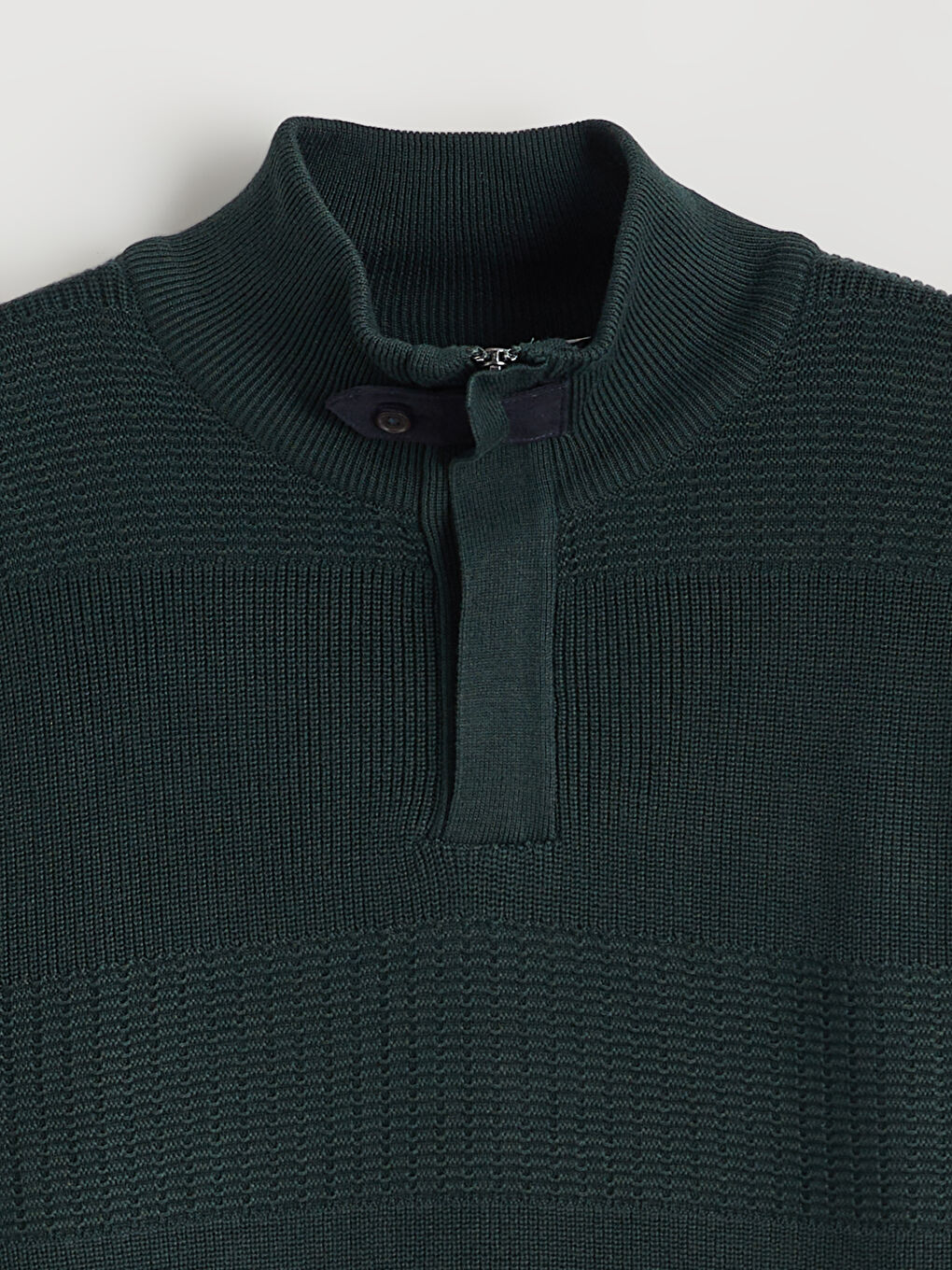 Yeşil Dik Yaka Erkek Triko Kazak-5