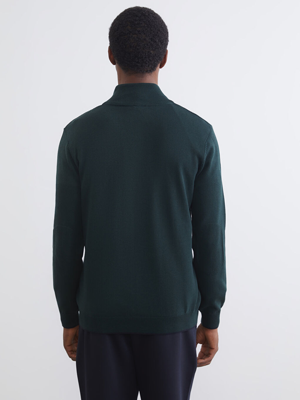 Yeşil Dik Yaka Erkek Triko Kazak-3