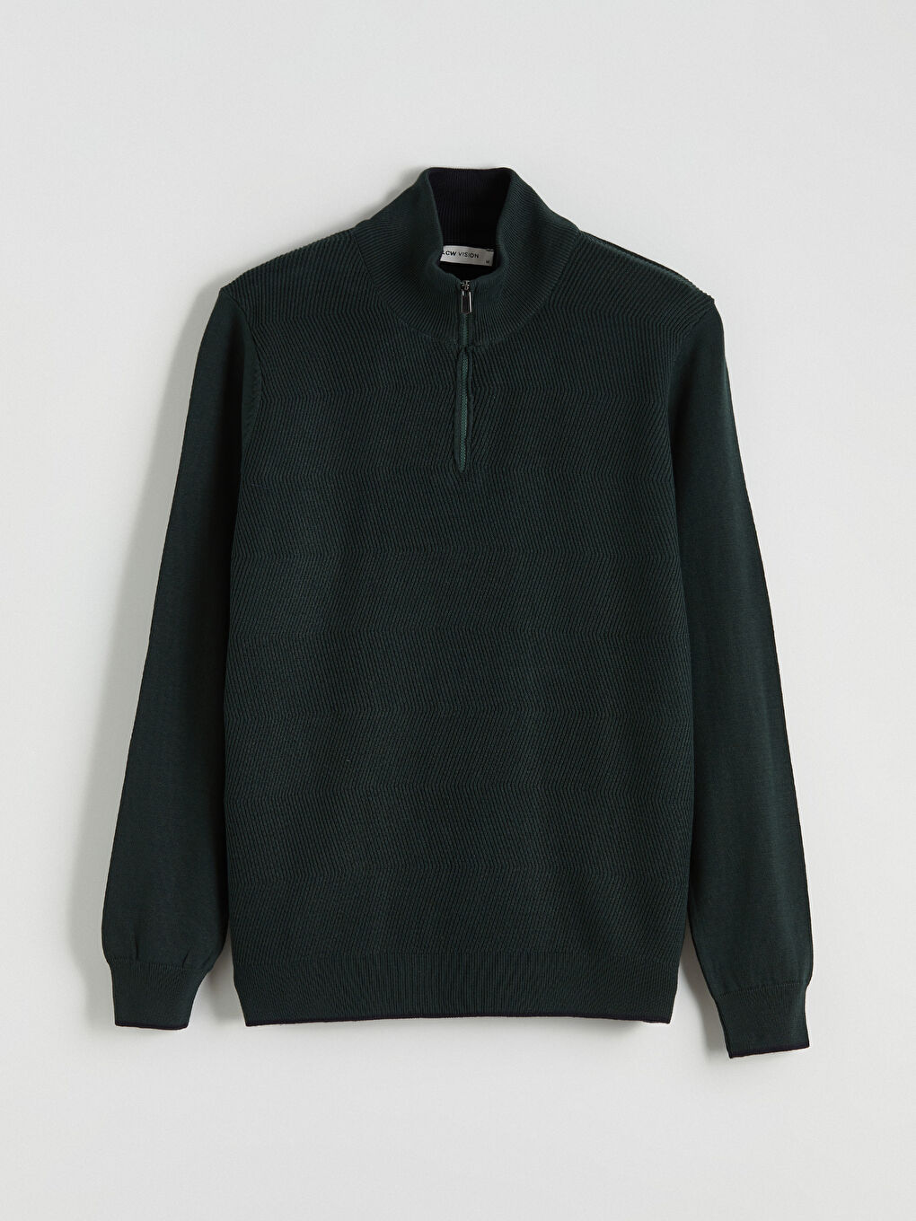 Yeşil Dik Yaka Erkek Triko Kazak-4