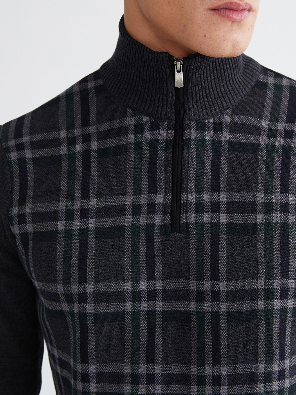 Antrasit Dik Yaka Erkek Triko Kazak-2