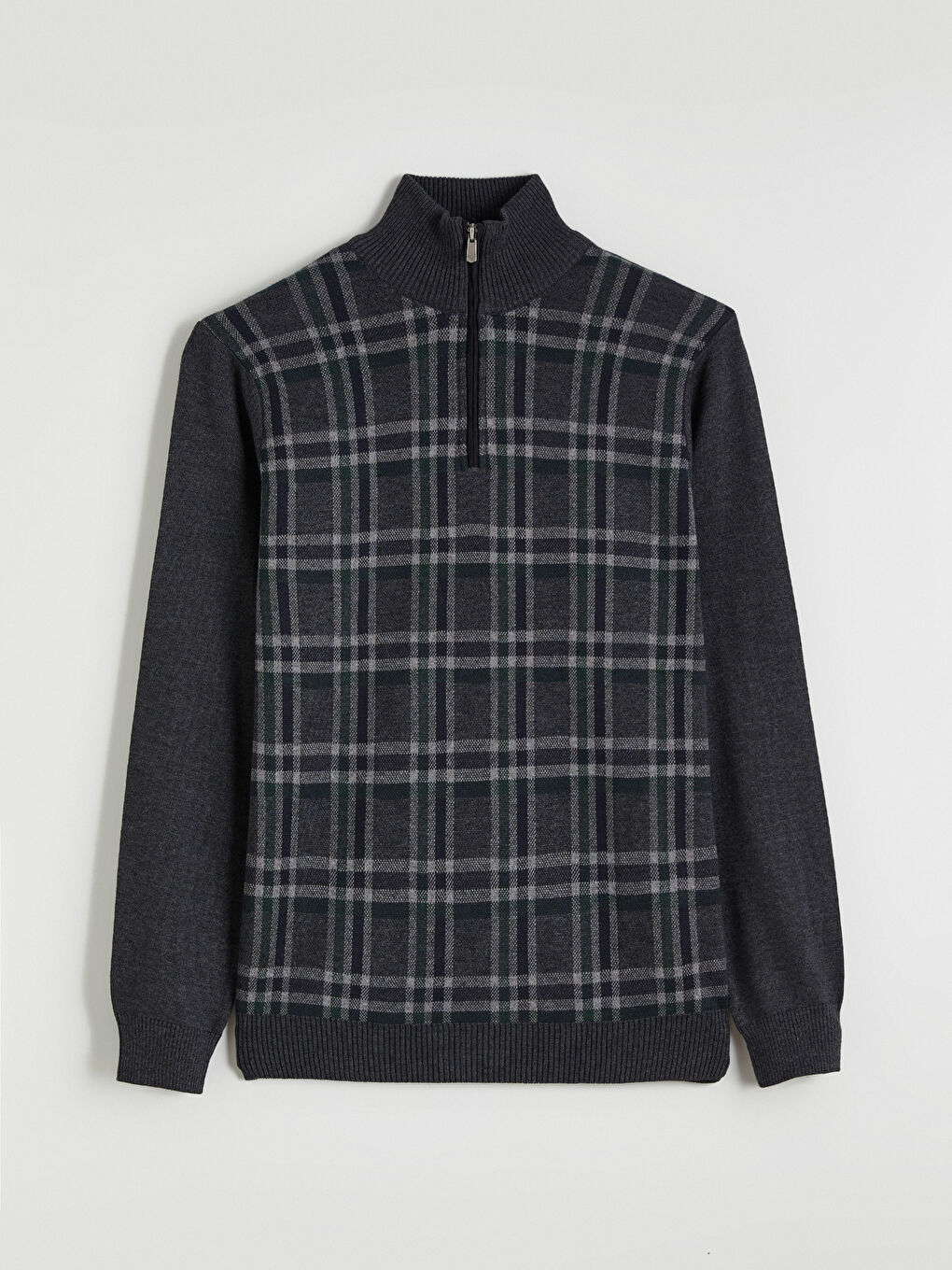 Antrasit Dik Yaka Erkek Triko Kazak-4