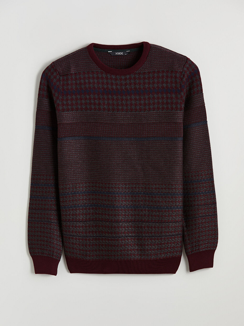 Mürdüm Bisiklet Yaka Çizgili Erkek Triko Kazak-4