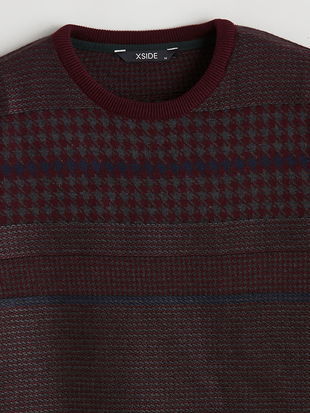 Mürdüm Bisiklet Yaka Çizgili Erkek Triko Kazak-5