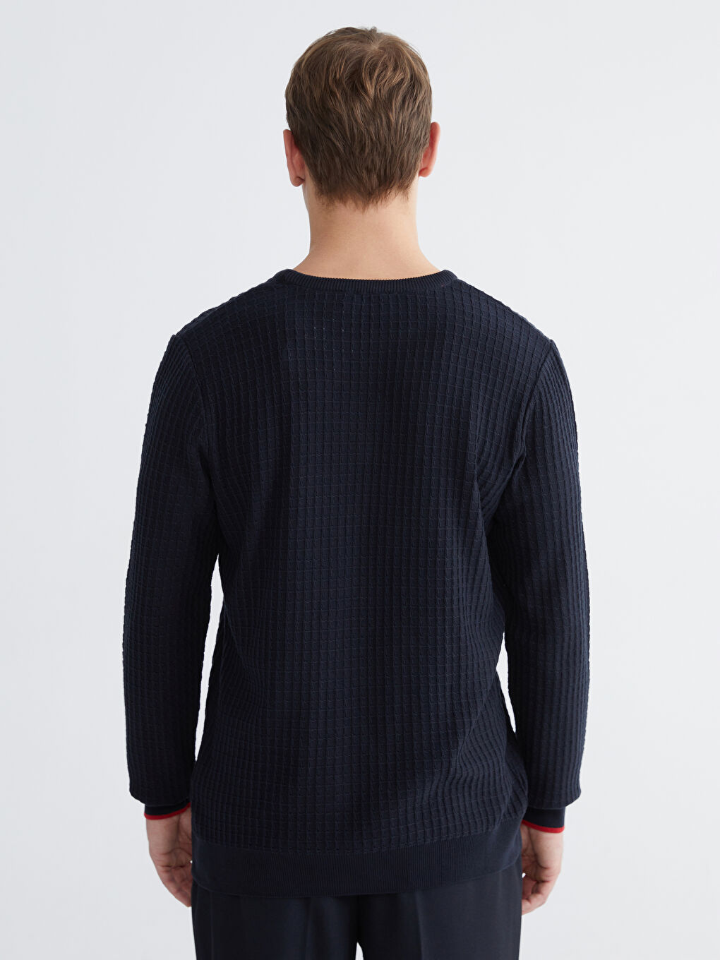 Lacivert Bisiklet Yaka Erkek Triko Kazak-4