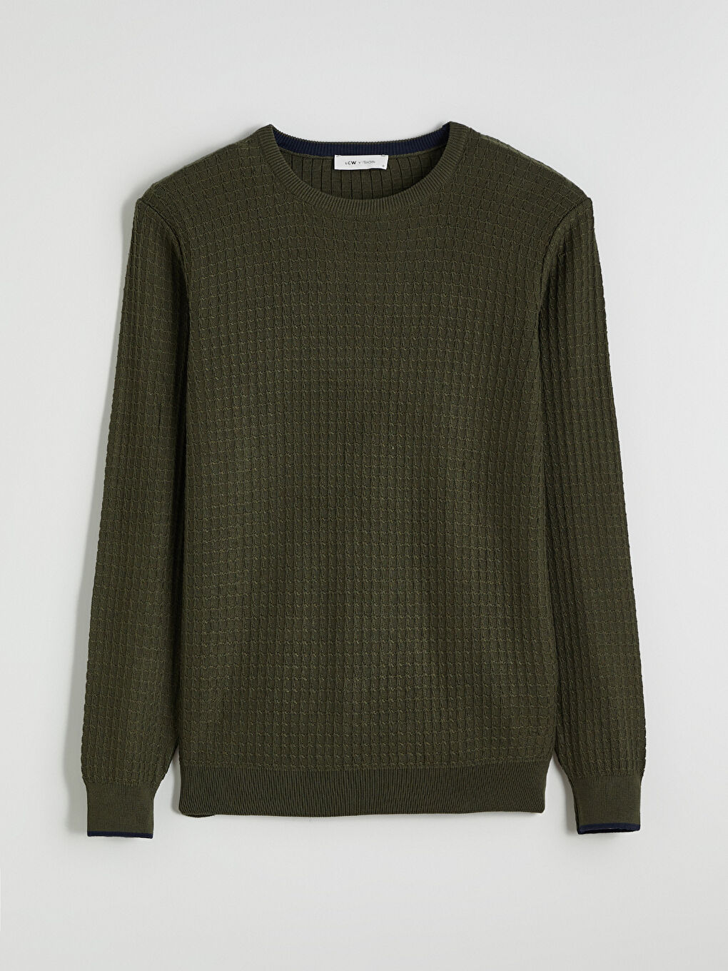 Yeşil Bisiklet Yaka Erkek Triko Kazak-4