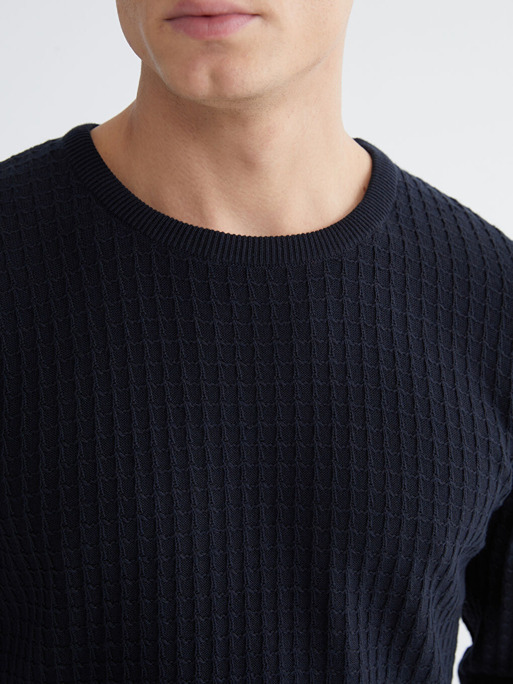 Lacivert Bisiklet Yaka Erkek Triko Kazak-2