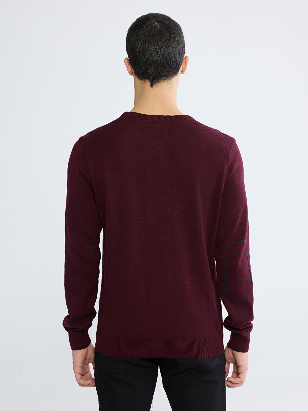 Mürdüm Bisiklet Yaka Desenli Erkek Triko Kazak-3