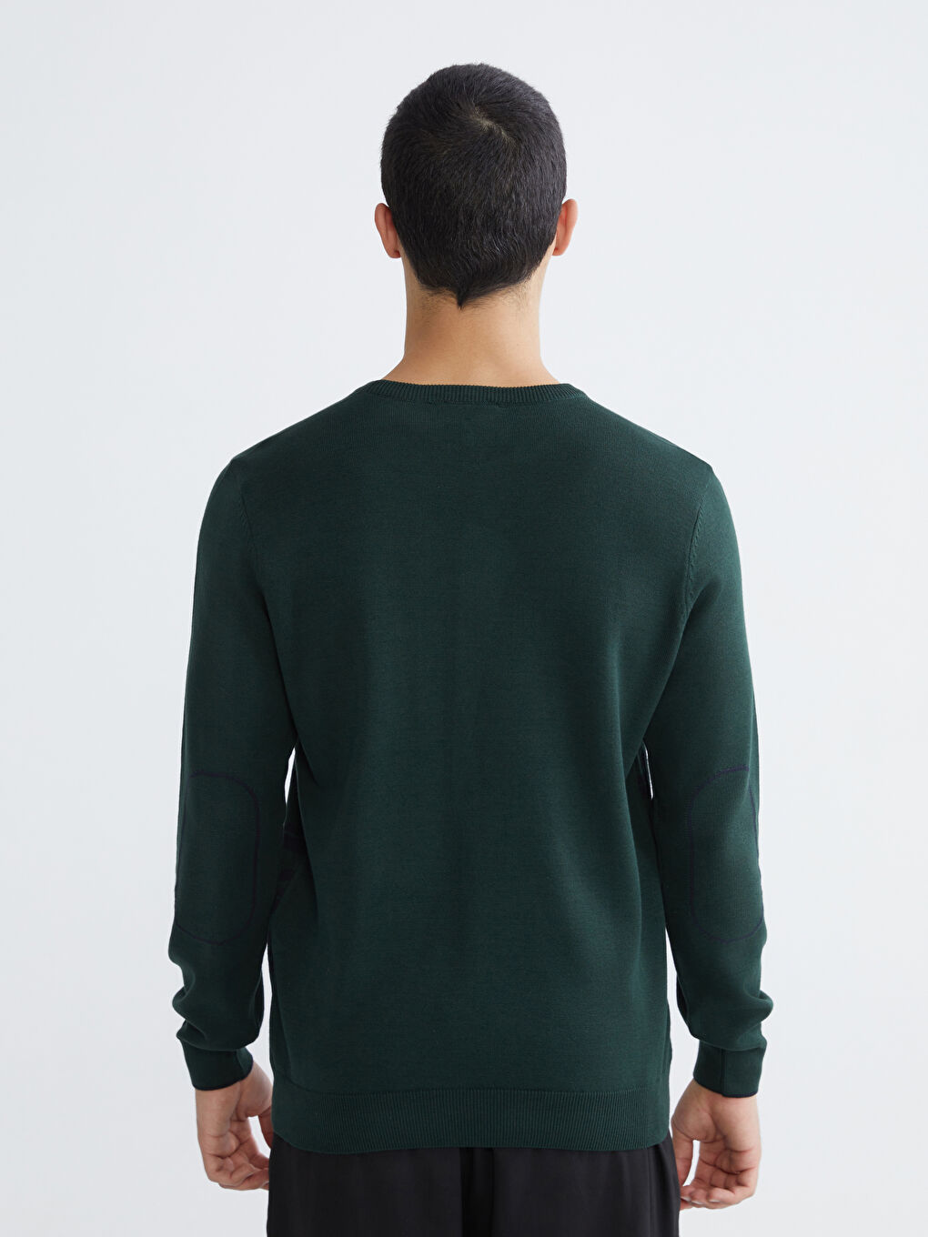 Yeşil Bisiklet Yaka Desenli Erkek Triko Kazak-3