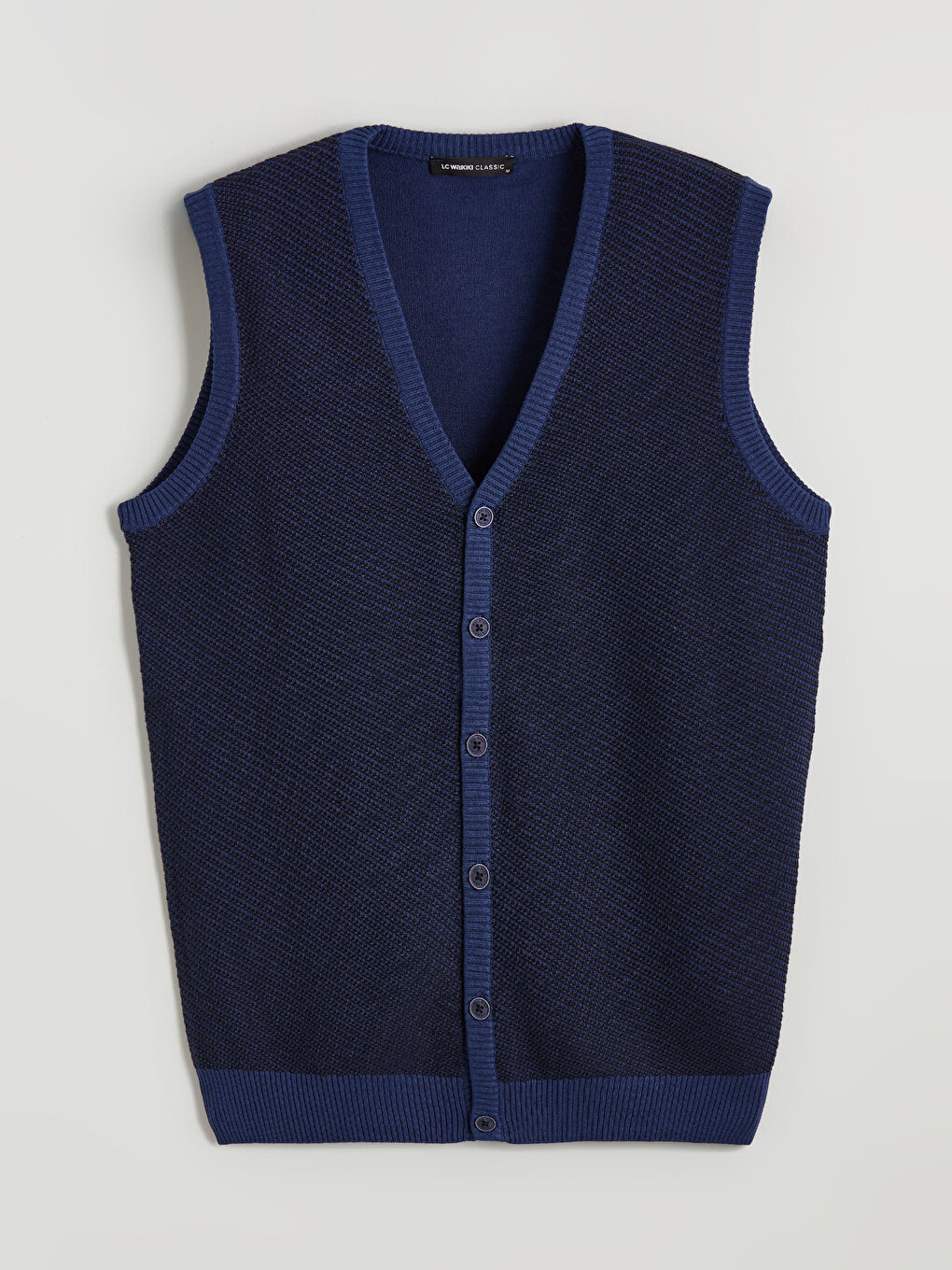 Siyah Standart Kalıp V Yaka Erkek Triko Yelek-4