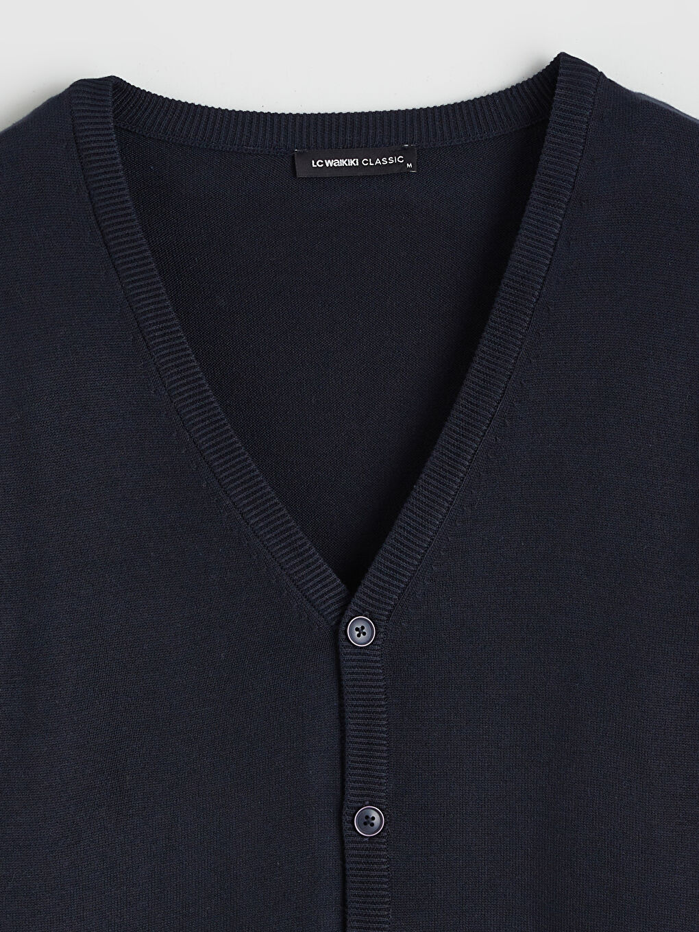 Lacivert Standart Kalıp V Yaka Erkek Triko Hırka-1