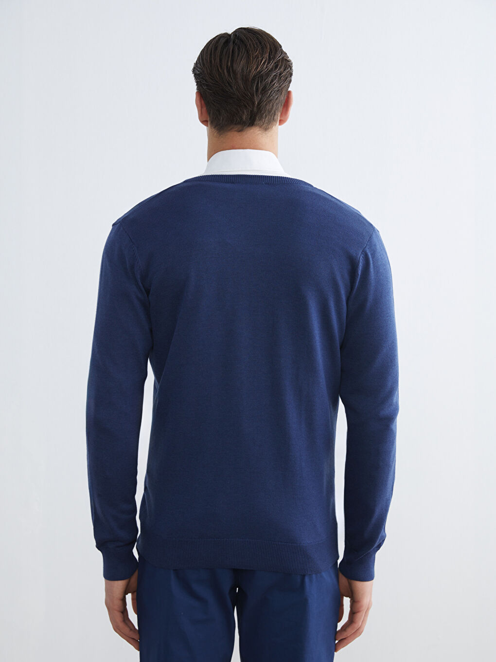 Mavi Standart Kalıp V Yaka Erkek Triko Hırka-3