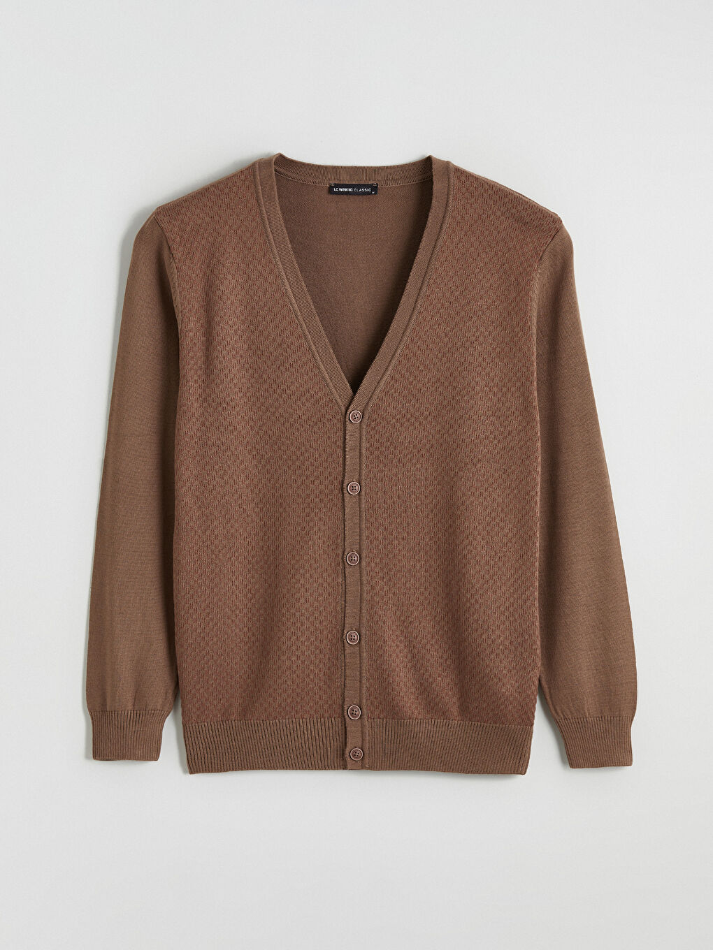 Turuncu Standart Kalıp V Yaka Erkek Triko Hırka-4