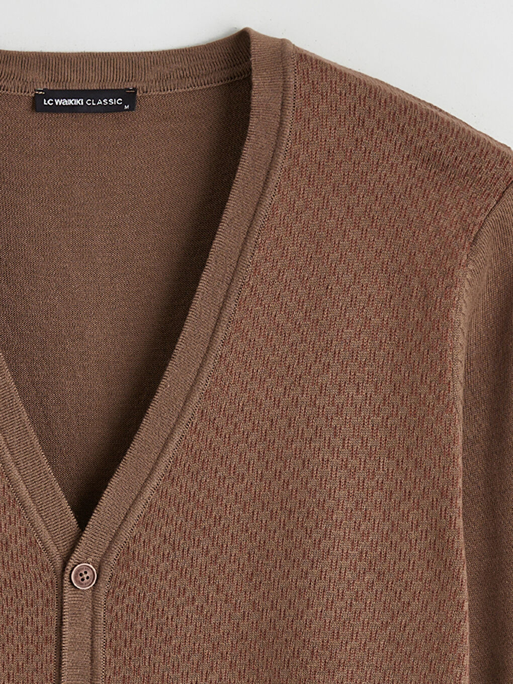 Turuncu Standart Kalıp V Yaka Erkek Triko Hırka-5