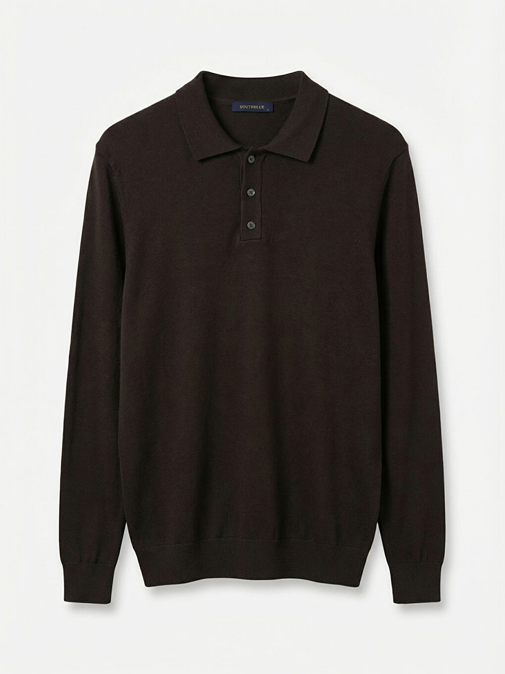 Kahverengi Polo Yaka Erkek Triko Kazak