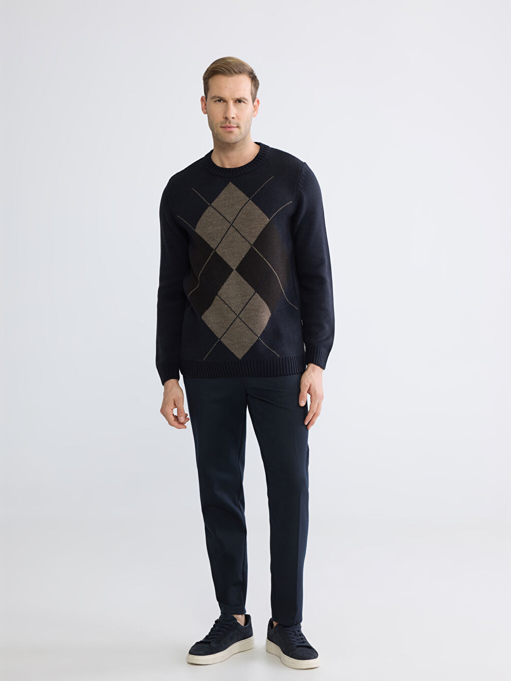 Lacivert Bisiklet Yaka Erkek Triko Kazak-1