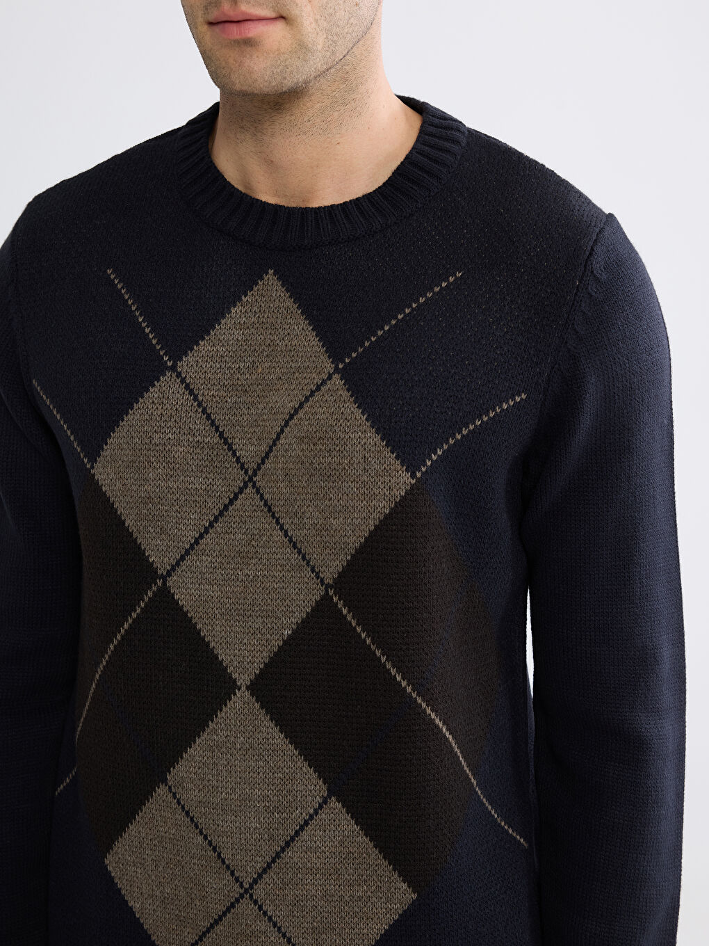 Lacivert Bisiklet Yaka Erkek Triko Kazak-2