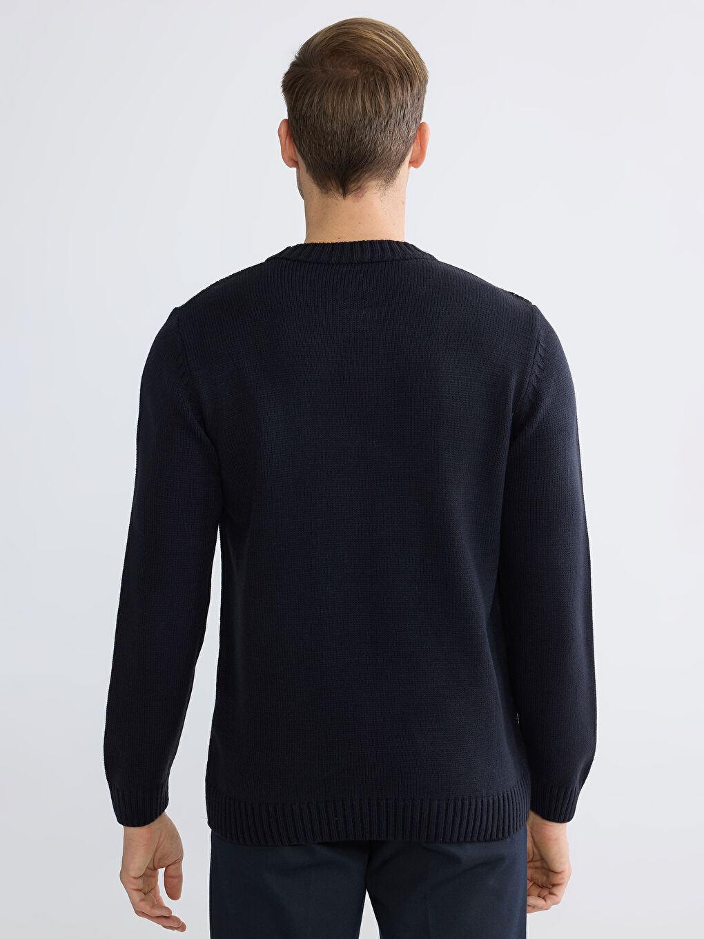 Lacivert Bisiklet Yaka Erkek Triko Kazak-3