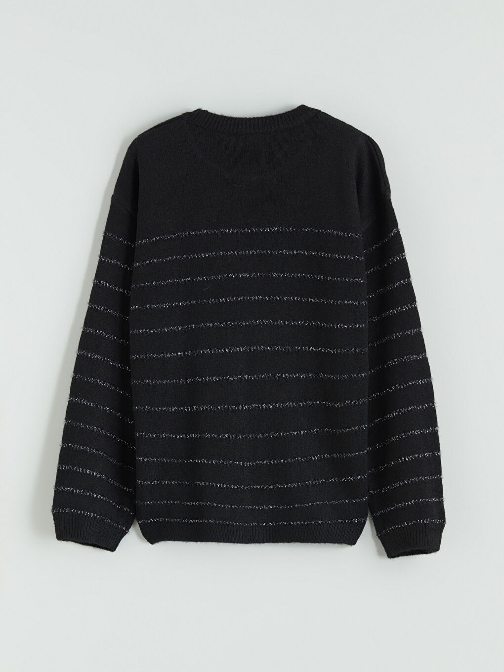 Siyah Bisiklet Yaka Kız Çocuk Triko Kazak-2