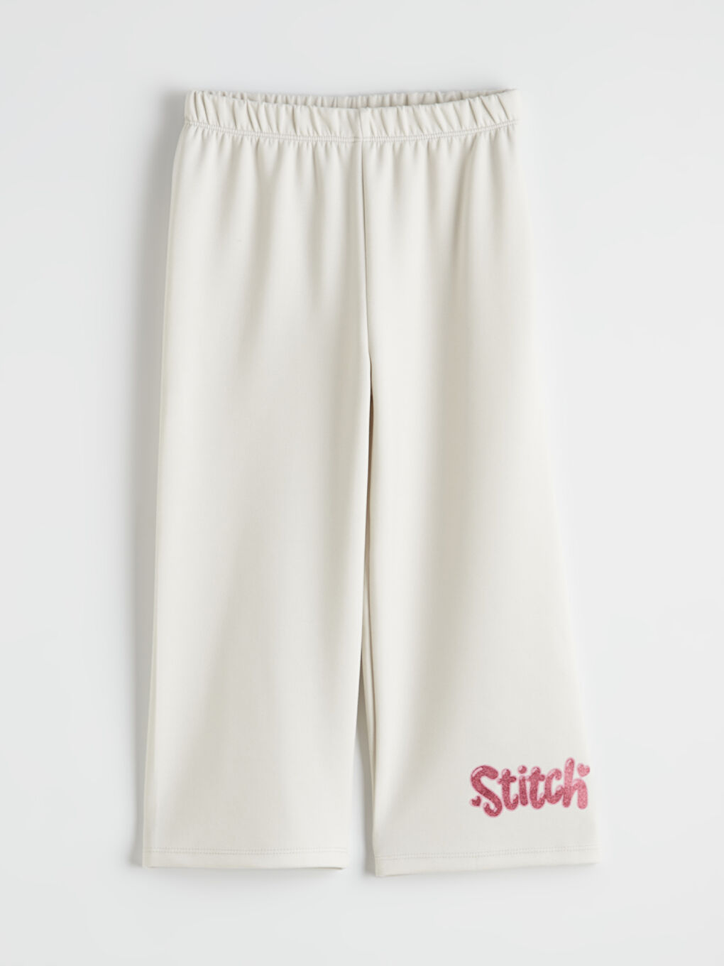 Bej Stitch Baskılı Kız Çocuk Sweatshirt ve Eşofman Alt-4