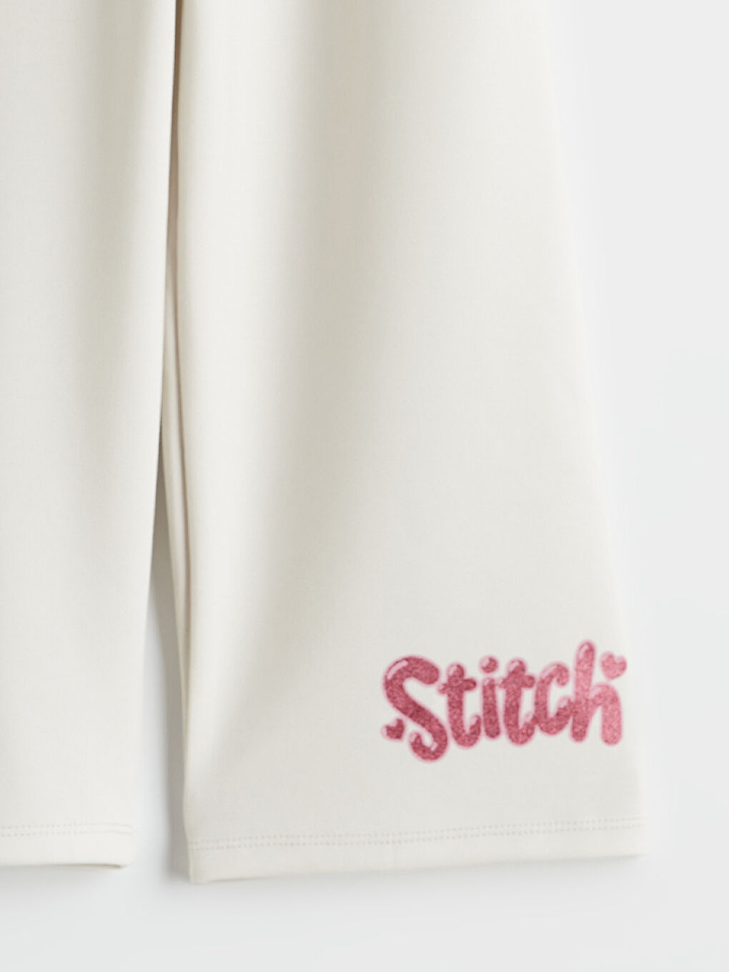 Bej Stitch Baskılı Kız Çocuk Sweatshirt ve Eşofman Alt-5