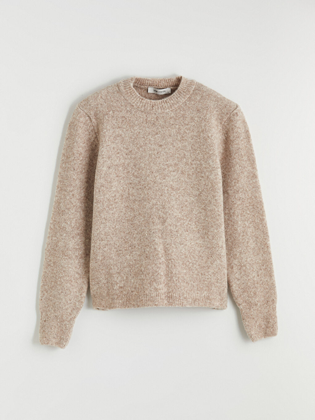 Bej Bisiklet Yaka Kadın Triko Kazak	