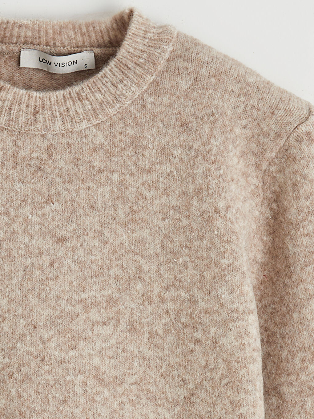 Bej Bisiklet Yaka Kadın Triko Kazak	-1