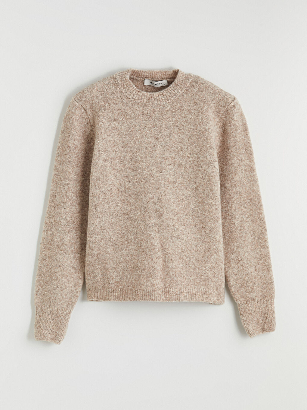 Bej Bisiklet Yaka Kadın Triko Kazak	-4