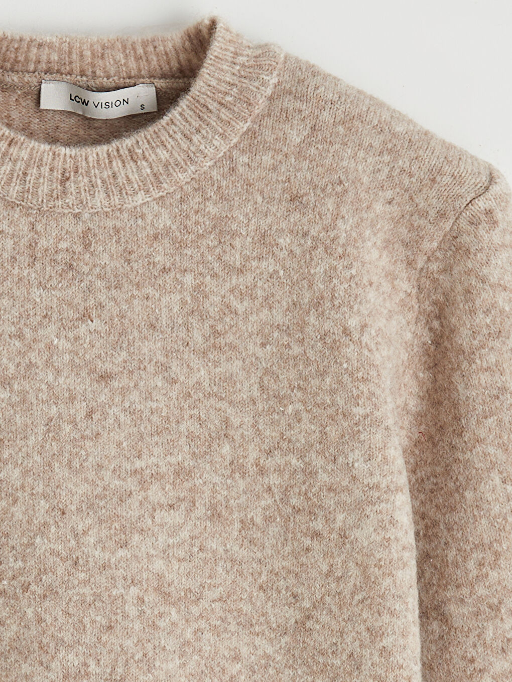 Bej Bisiklet Yaka Kadın Triko Kazak	-5