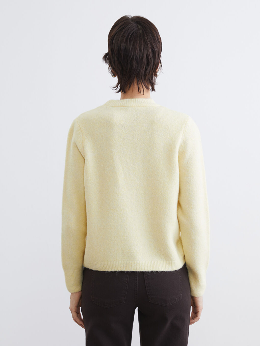 Sarı Bisiklet Yaka Kadın Triko Kazak	-3