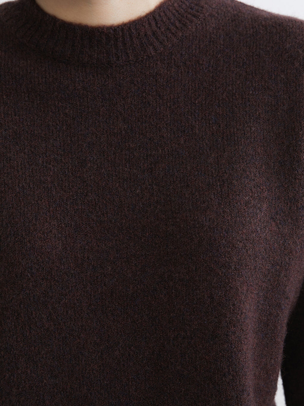 Kahverengi Bisiklet Yaka Kadın Triko Kazak	-4