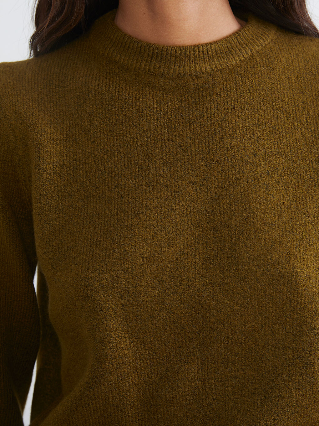 Yeşil Bisiklet Yaka Kadın Triko Kazak-2