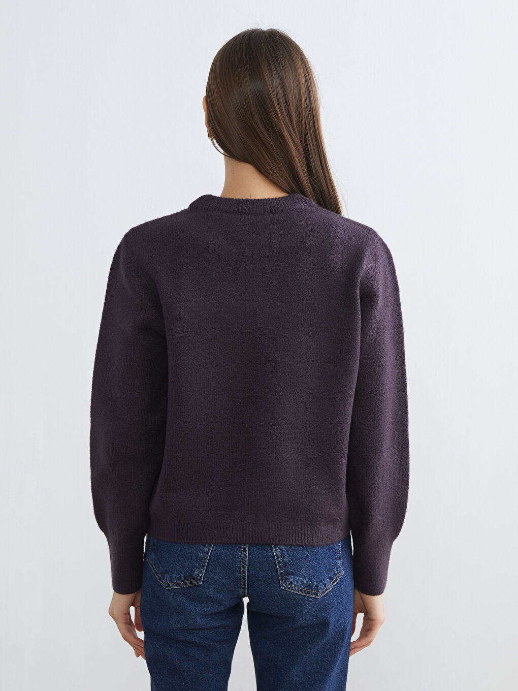 Mürdüm Bisiklet Yaka Kadın Triko Kazak-3