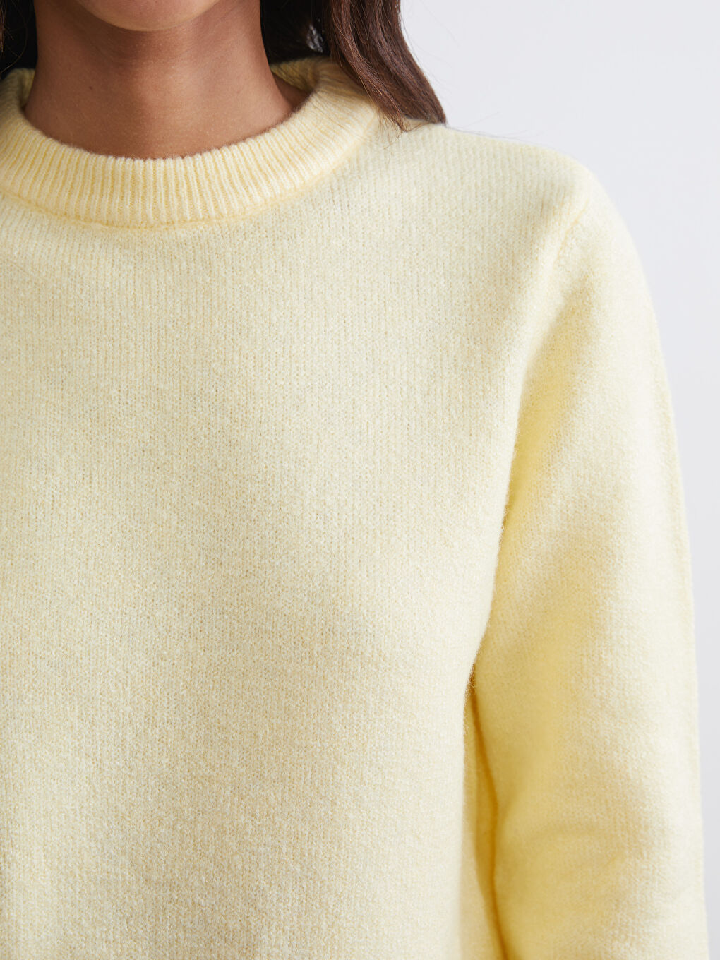 Sarı Bisiklet Yaka Kadın Triko Kazak-2