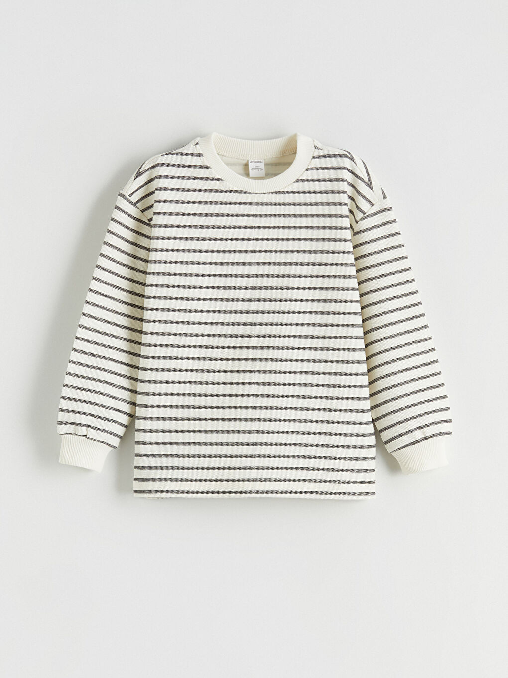 Siyah Bisiklet Yaka Çizgili Erkek Çocuk Sweatshirt