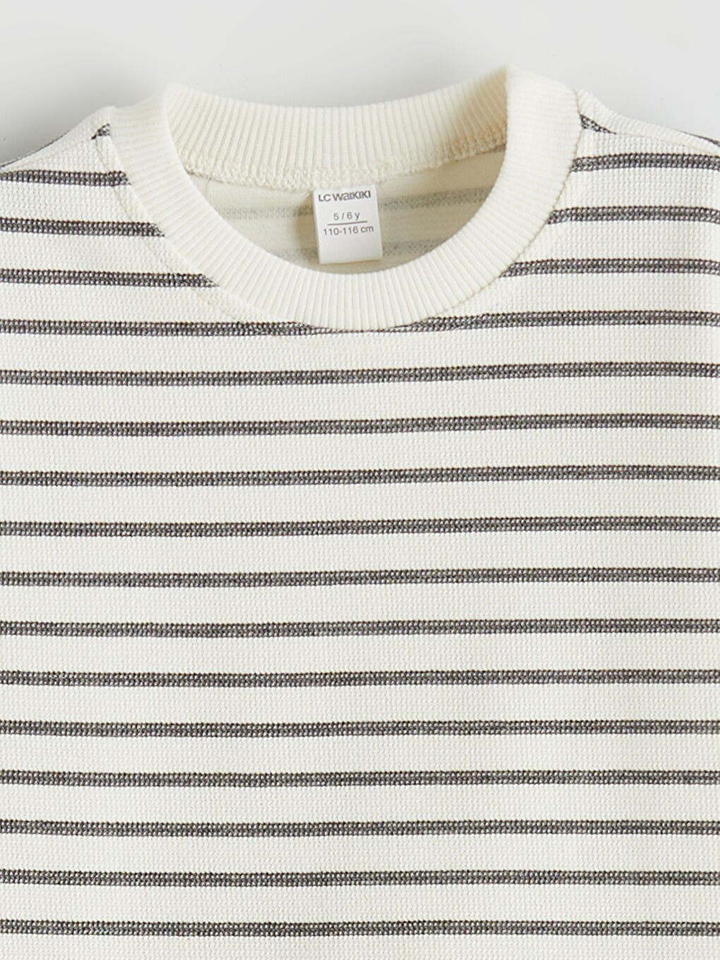 Siyah Bisiklet Yaka Çizgili Erkek Çocuk Sweatshirt-1