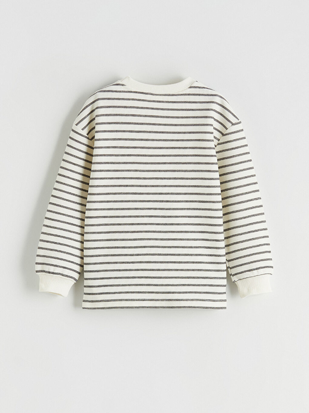 Siyah Bisiklet Yaka Çizgili Erkek Çocuk Sweatshirt-2