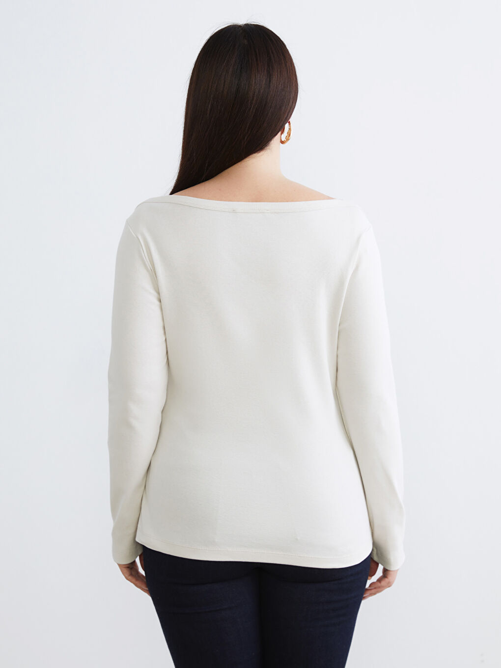 Bordo Büyük Beden Kayık Yaka Kadın Tişört 2'li-14