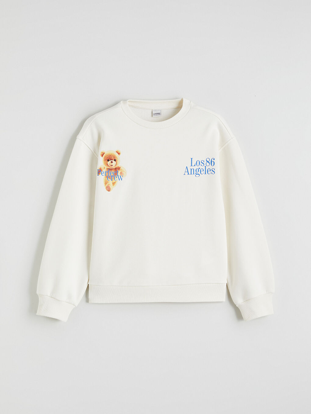 Ekru Ayıcık Teddy Baskılı Kız Çocuk Kalın Sweatshirt