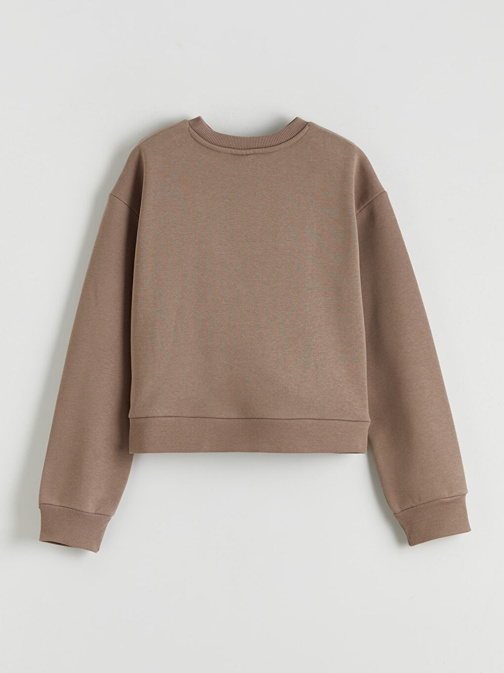 Kahverengi Baskılı Kız Çocuk Kalın Sweatshirt-1