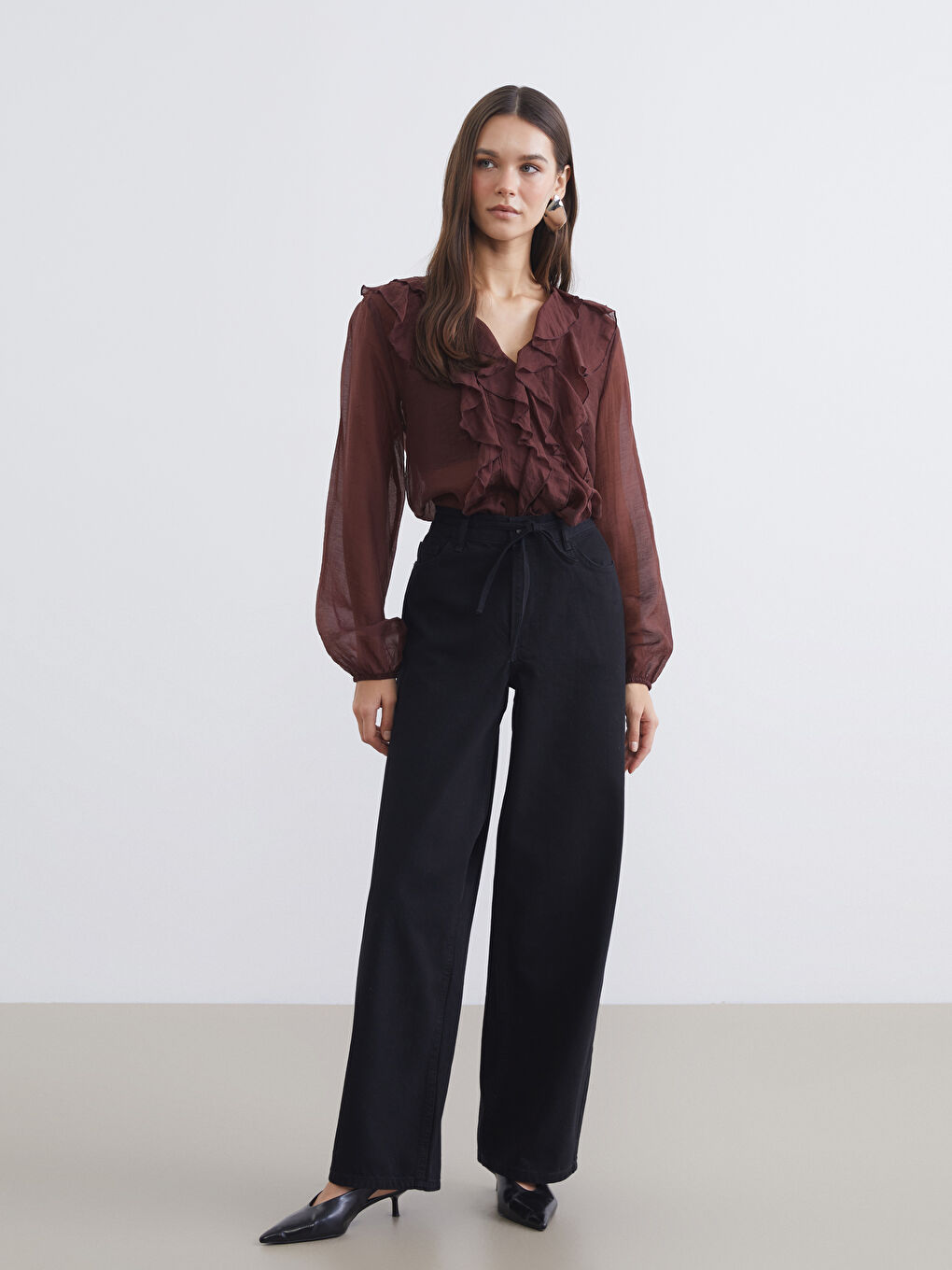 Siyah Baggy Fit Kadın Jean Pantolon