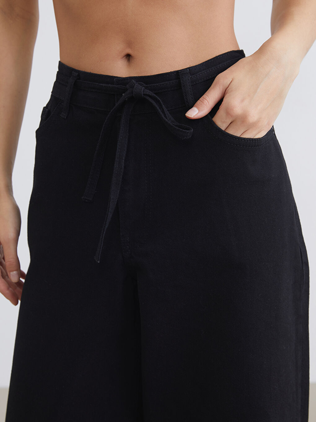 Siyah Baggy Fit Kadın Jean Pantolon-2