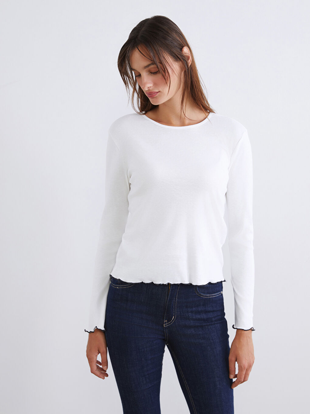 Siyah Bisiklet Yaka Kadın Tişört 2'li-1