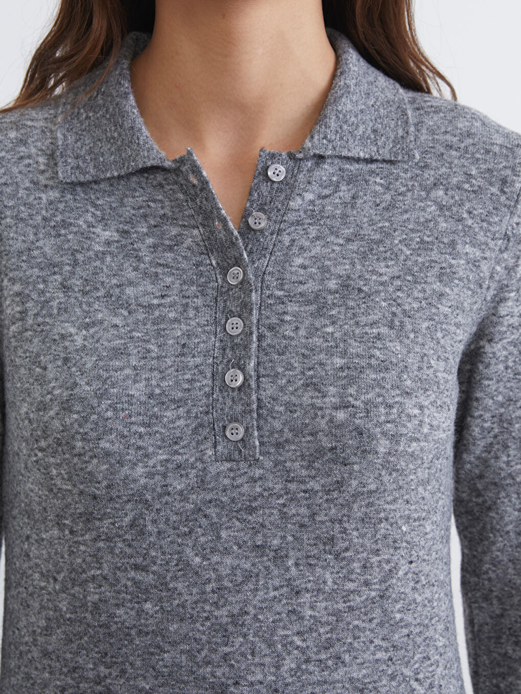 Women's Polo Neck Knit Sweater-2