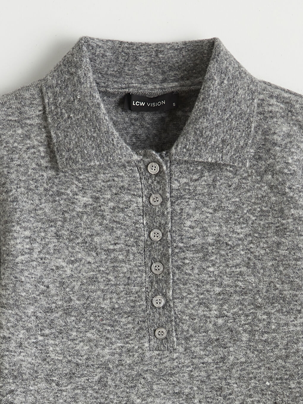 Gri Polo Yaka Kadın Triko Kazak
-1