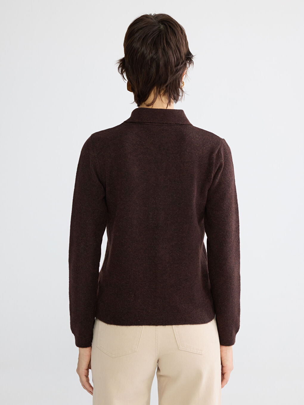 Women's Polo Neck Knit Sweater-3