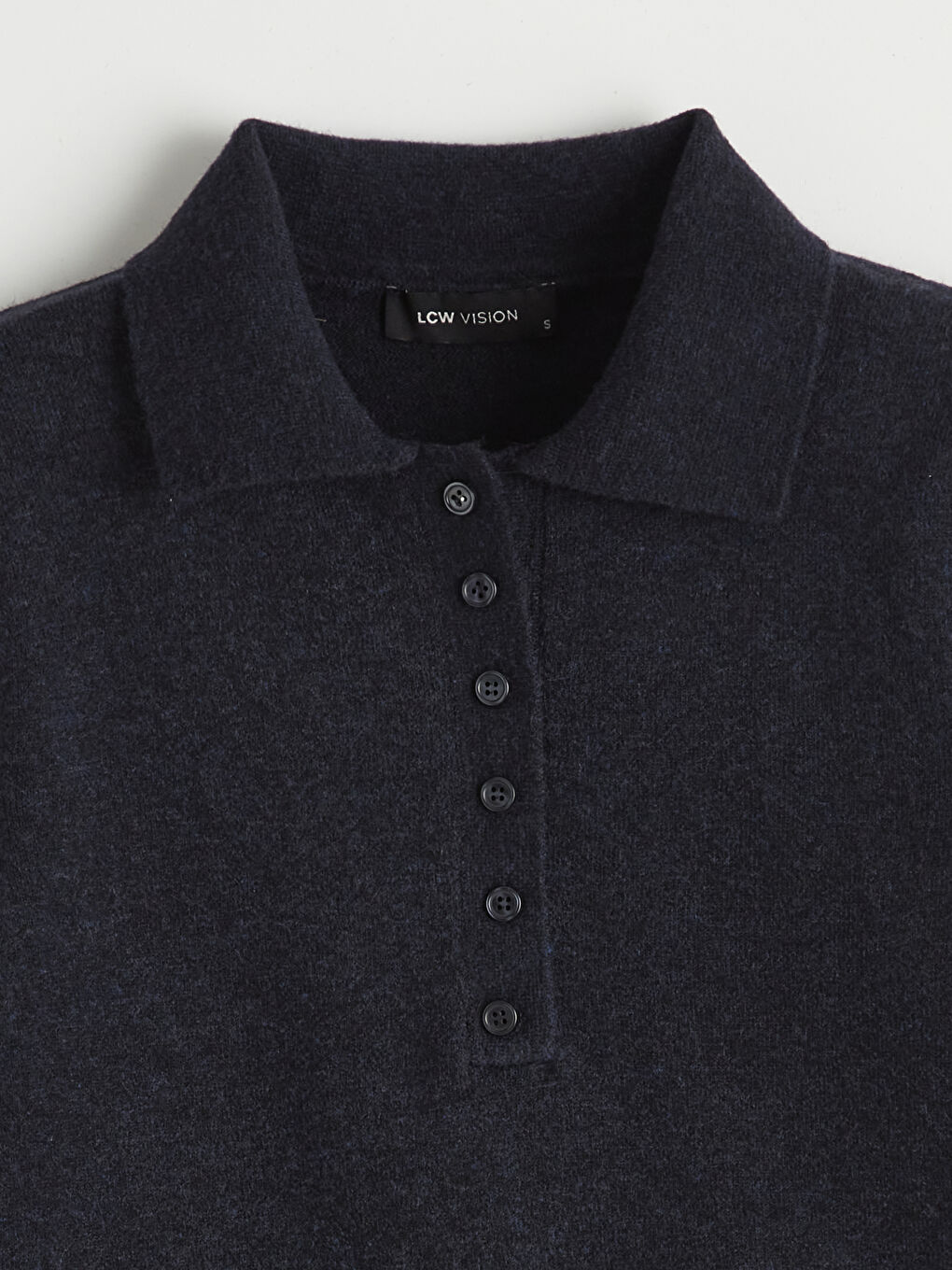 Lacivert Polo Yaka Kadın Triko Kazak
-1