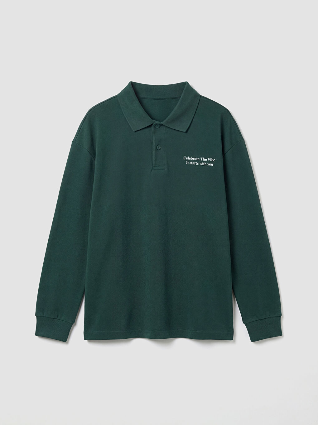 Yeşil Polo Yaka Erkek Çocuk Baskılı Tişört