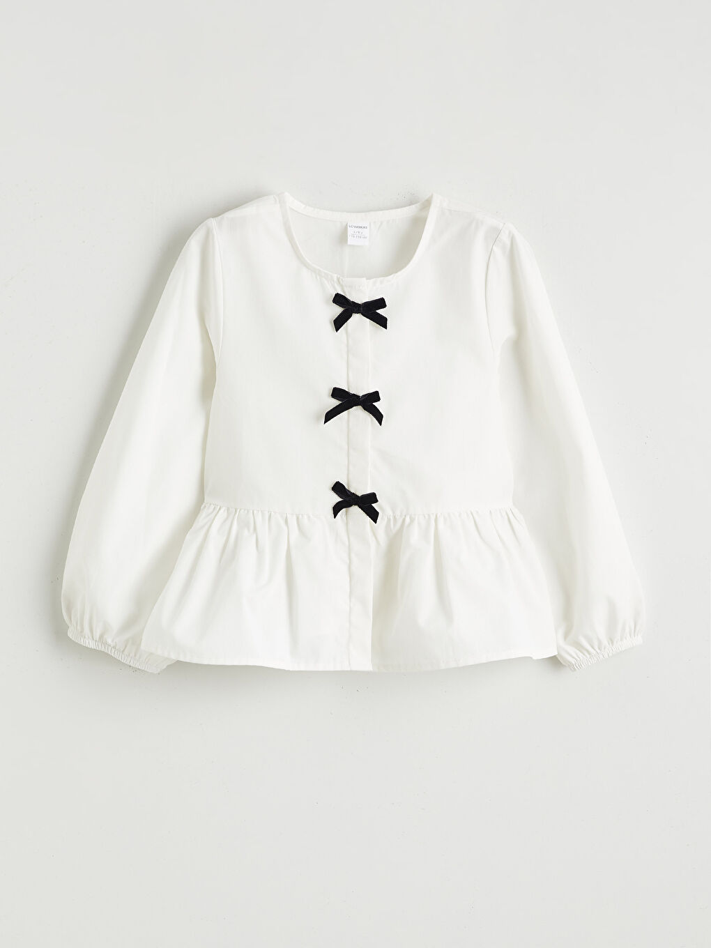 Ekru Fiyonk Detaylı Kız Çocuk Gömlek ve Pantolon-1