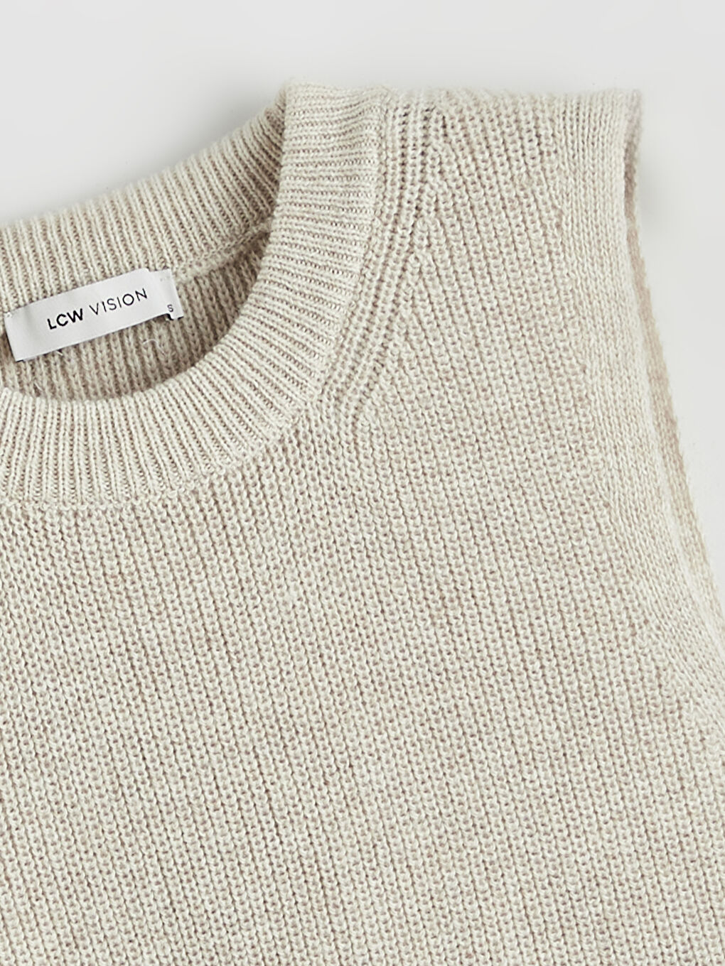 Bej Bisiklet Yaka Kadın Triko Süveter-5